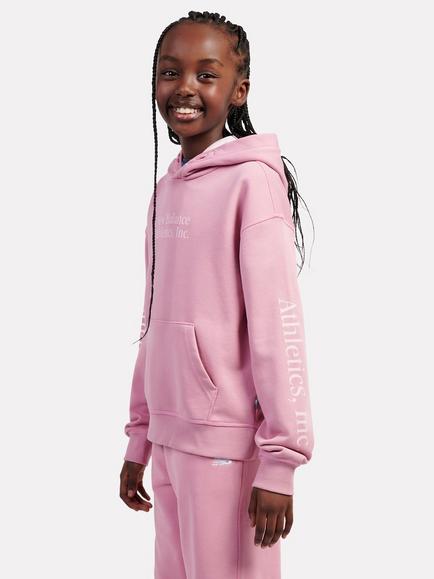 New Balance Kids' Linear Sleeve Graphic Hoodie, Pink Taffy - view 2, Pink Taffy