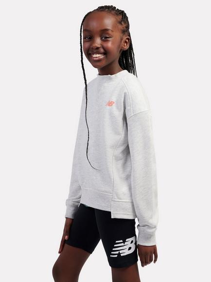 New Balance Kids' Script Graphic Crew Neck Jumper, Ash Heather - view 2, Ash Heather