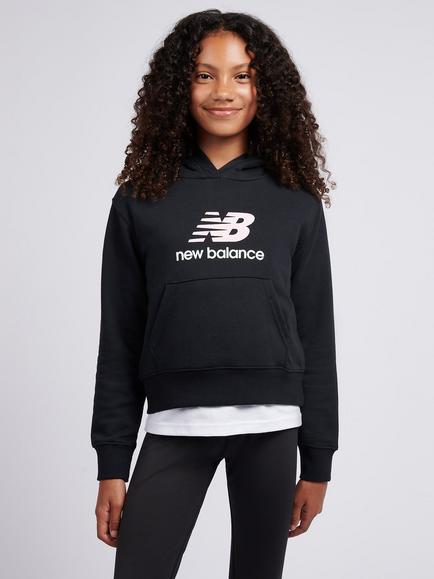New Balance Kids' FT Stacked Logo Hoodie, Caviar