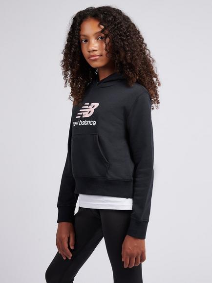 New Balance Kids' FT Stacked Logo Hoodie - view 2, Caviar