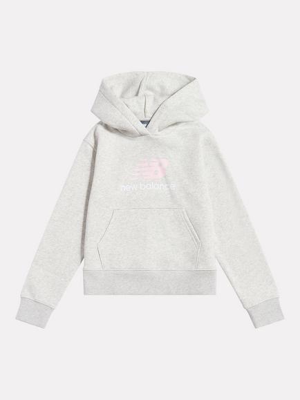 New Balance Kids' FT Stacked Logo Hoodie, Ash Heather