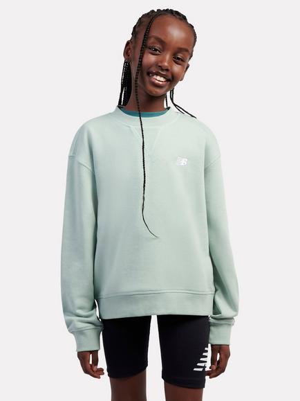 New Balance Kids' Relaxed Crew Neck Sweatshirt, Mosaic Green, Mosaic Green
