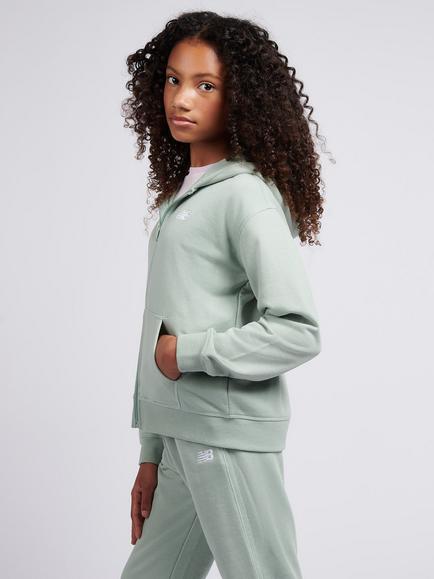 New Balance Kids' Cotton Blend Relaxed Zipped Hoodie, Mosaic Green - view 2, Mosaic Green