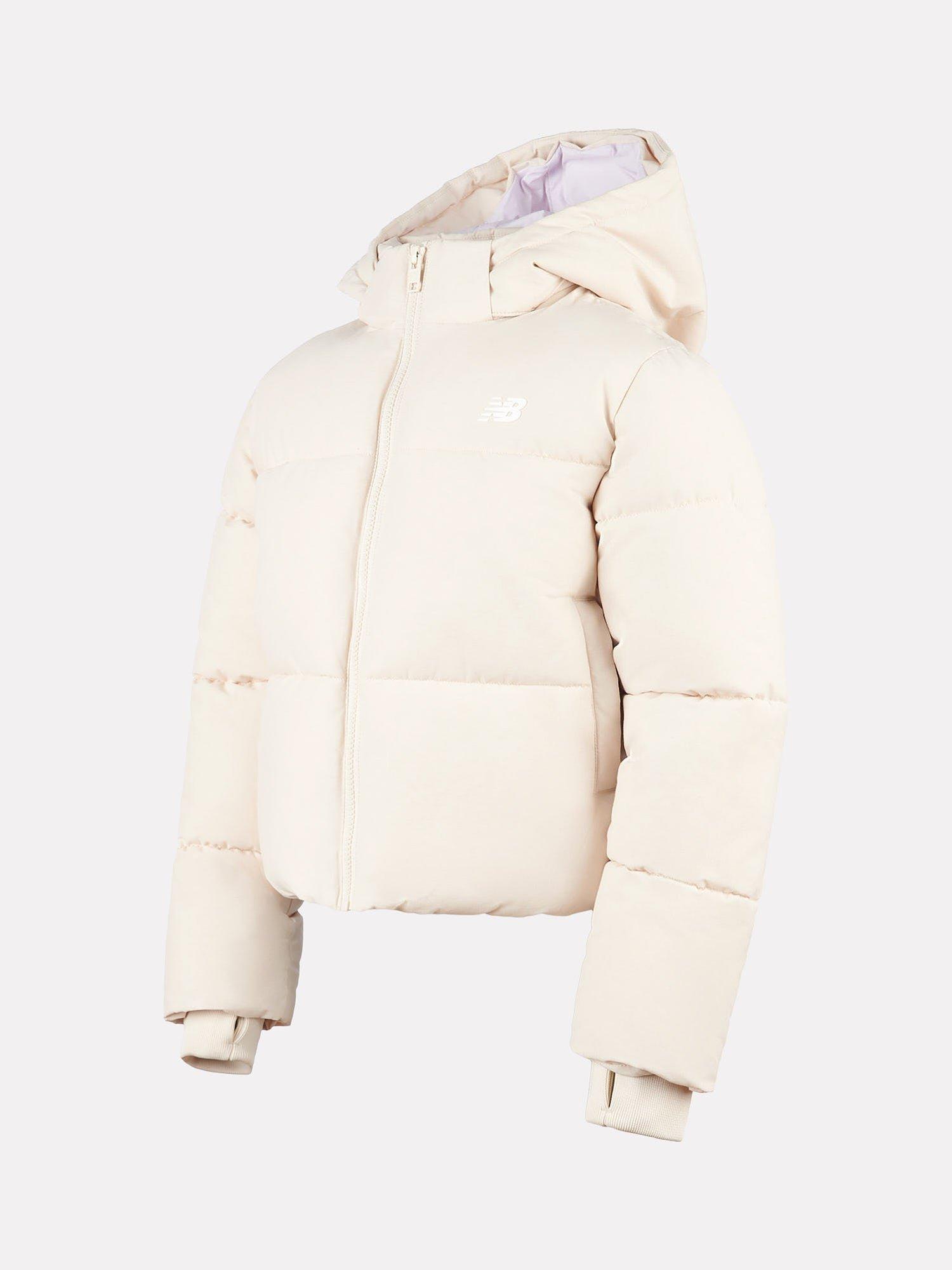 Product image 2 of 5, which shows New Balance Kids' Baffle Puffer Coat, Bisque, 7-8 years