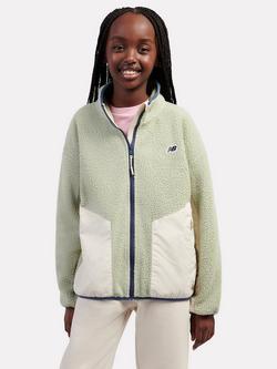 New Balance Kids' Borg Fleece Zip-Up Jacket, Green, Green