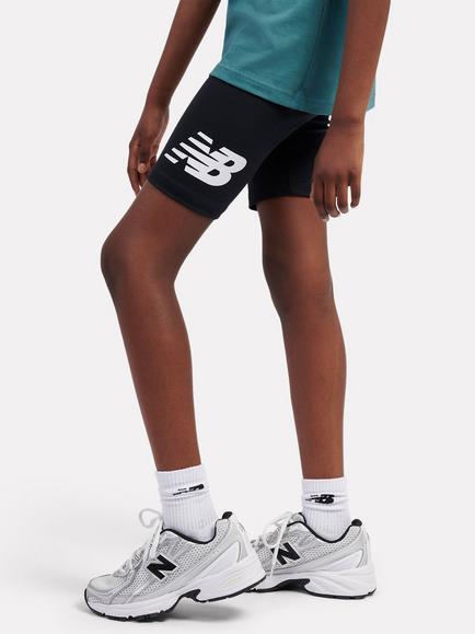 New Balance Kids' Logo Print Cycle Shorts, Caviar - view 2, Caviar