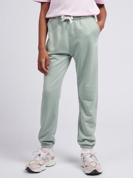 New Balance Kids' French Terry Cotton Blend Joggers, Mosaic Green