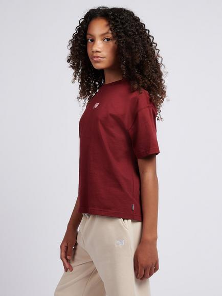 New Balance Kids' Cotton Relaxed Short Sleeved T-Shirt, Monarch Burgundy - view 2, Monarch Burgundy