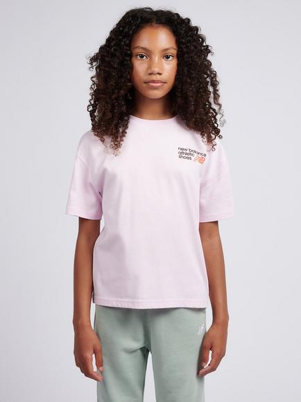 New Balance Kids' Cotton Athletics Shoe Graphic T-Shirt, Light Raspberry, Light Raspberry