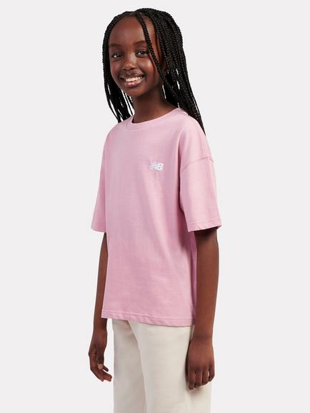 New Balance Kids' Short Sleeve Embroidered Logo T-Shirt, Pink Taffy - view 2, Pink Taffy