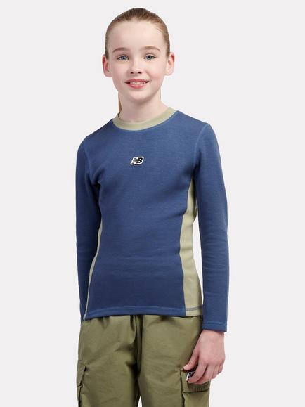 New Balance Kids' Premium Long Sleeve T-Shirt, Vintage Indigo, Vintage Indigo