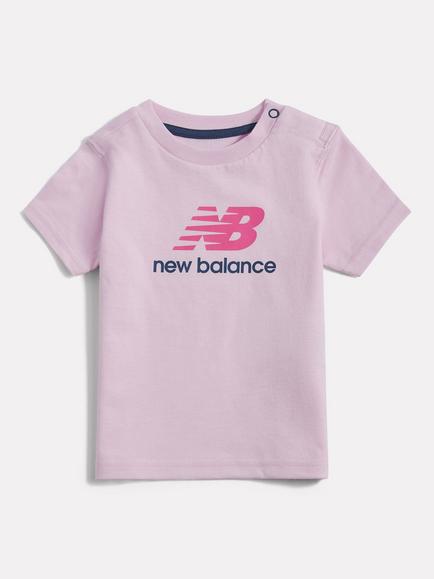 New Balance Kids' Short Sleeve Stack Logo T-Shirt, Light Raspberry, Light Raspberry