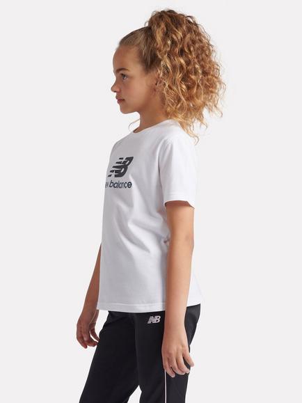 New Balance Kids' Cotton Short Sleeved Stacked Logo T-Shirt, Nb Bright White - view 2, Nb Bright White