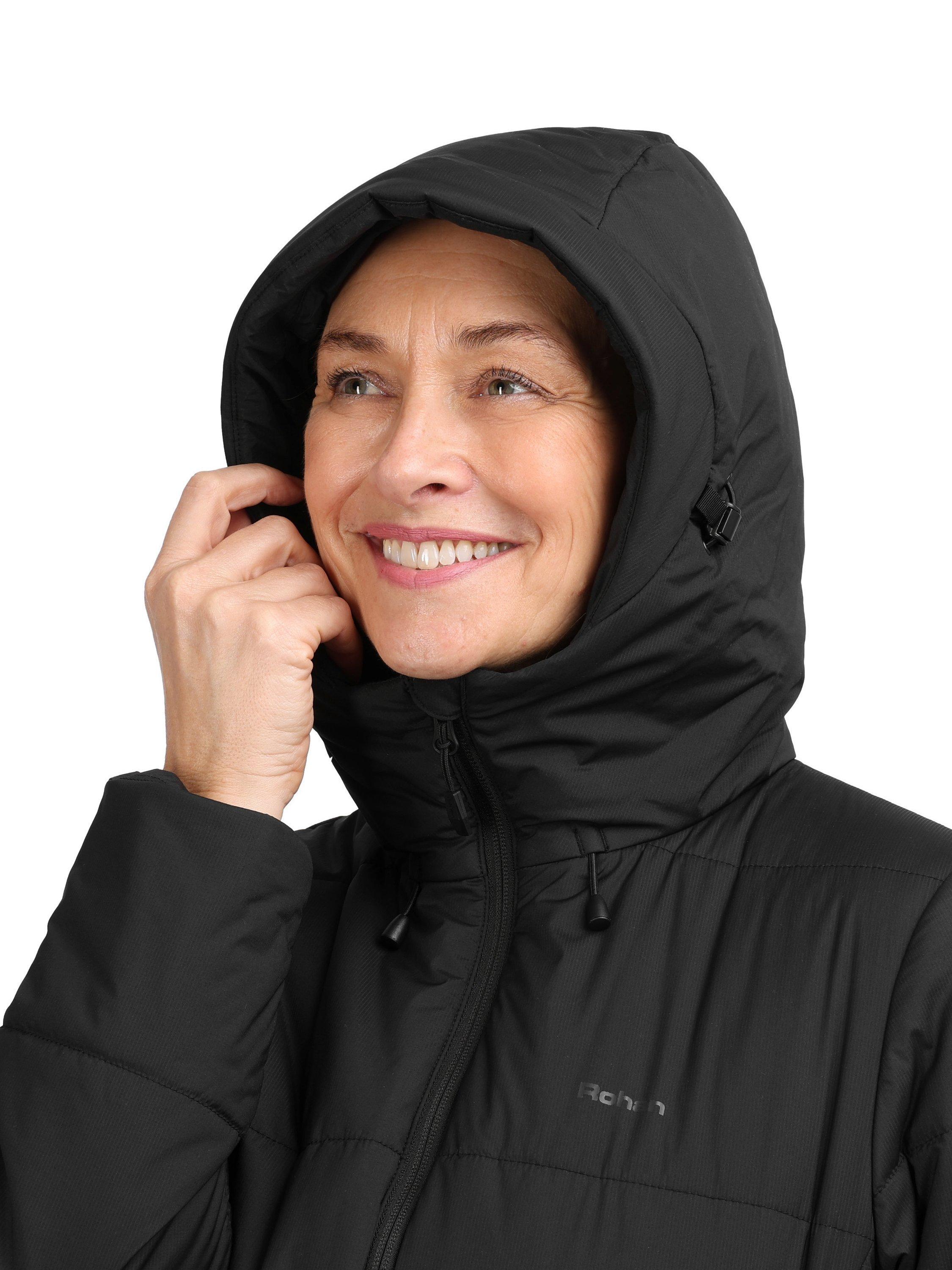 Product image 5 of 9, which shows Rohan Women's Harbour Insulated Hooded Coat, Black, XS
