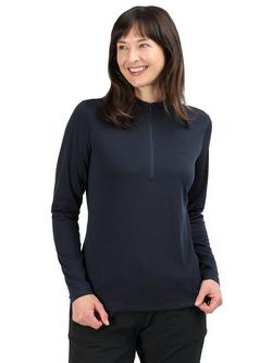 Rohan Women's Dale Long Sleeve Zip Neck Top, True Navy Marl