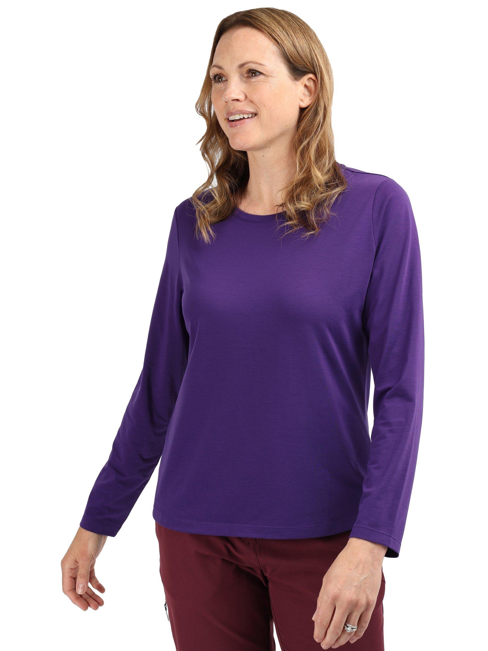 Product image 1 of 5, which shows Rohan Women's Global Long Sleeve T-Shirt, Aurora Purple, XS