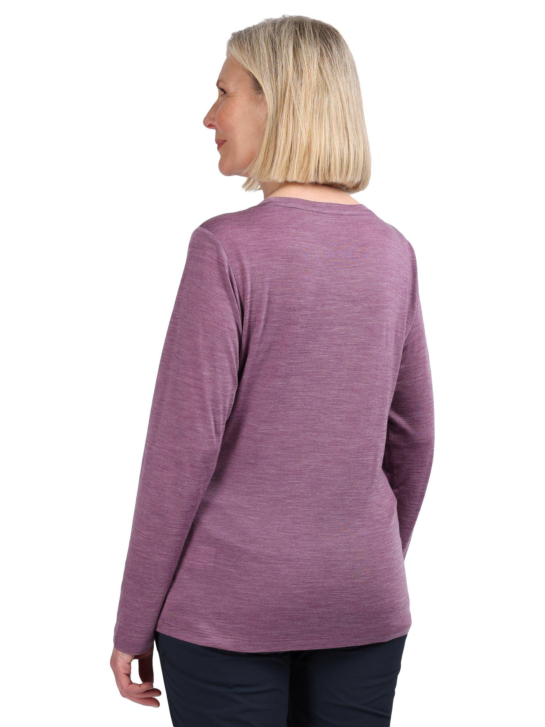 Product image 2 of 6, which shows Rohan Women's Merino Cool Wool Blend Long Sleeve Top, Haze Purple Marl, S
