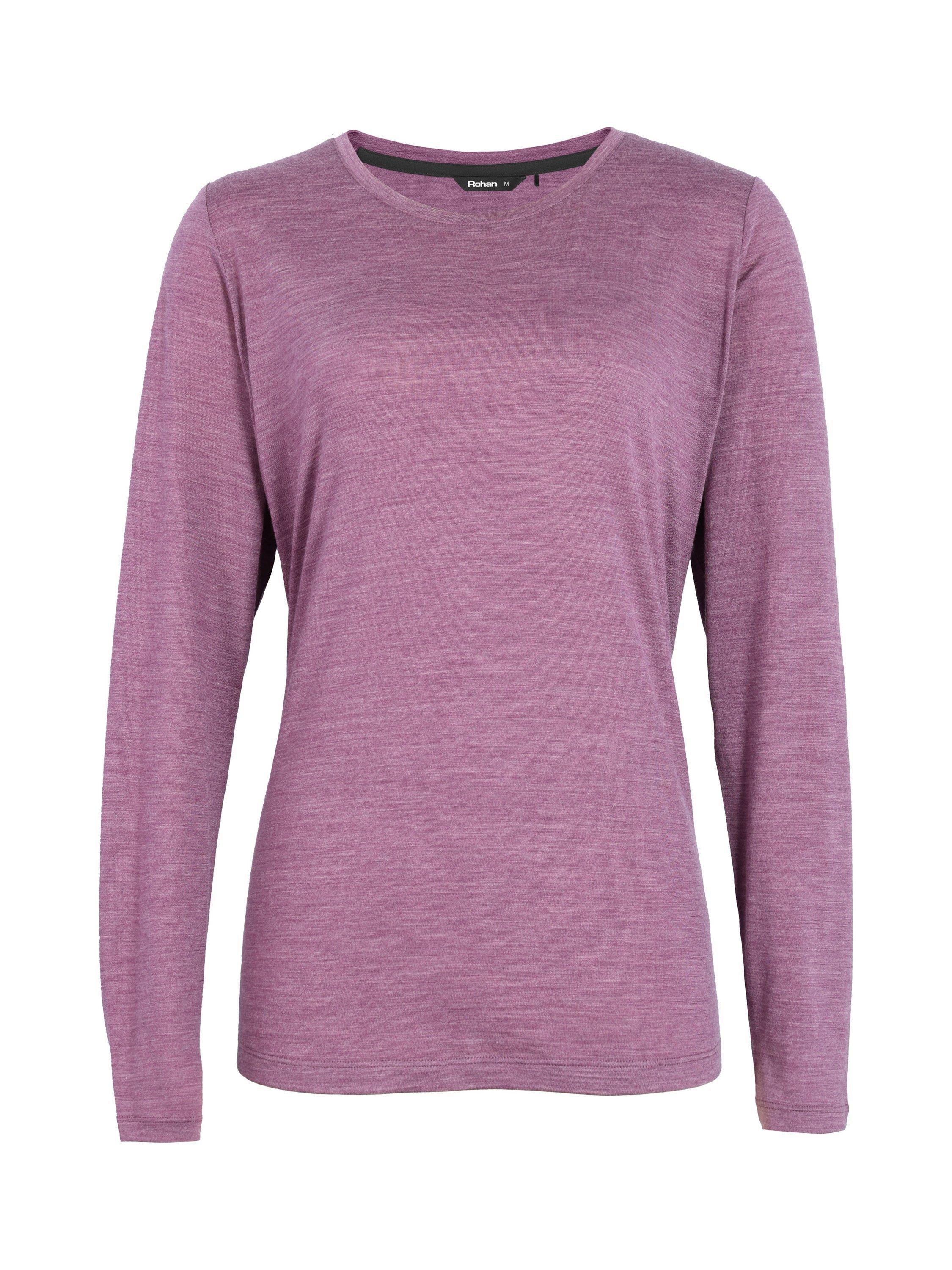 Product image 3 of 6, which shows Rohan Women's Merino Cool Wool Blend Long Sleeve Top, Haze Purple Marl, S