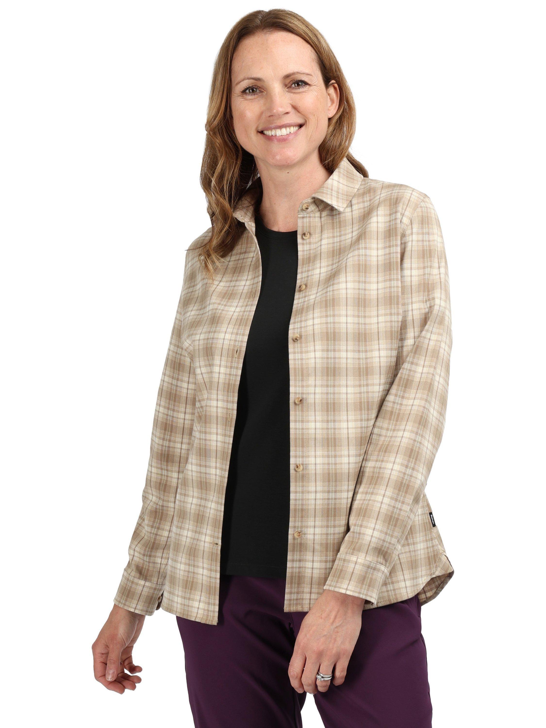 Product image 3 of 7, which shows Rohan Women's Cove Long Sleeve Check Shirt, Cornish Sand, 8