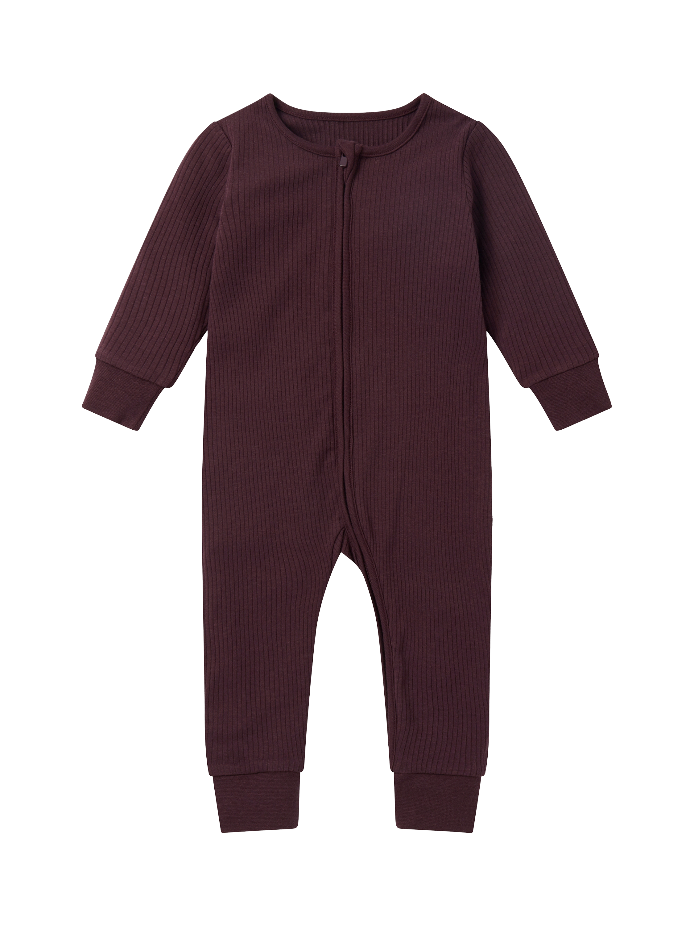 Product image 4 of 4, which shows MORI Baby Ribbed Sleepsuit, Berry, Newborn