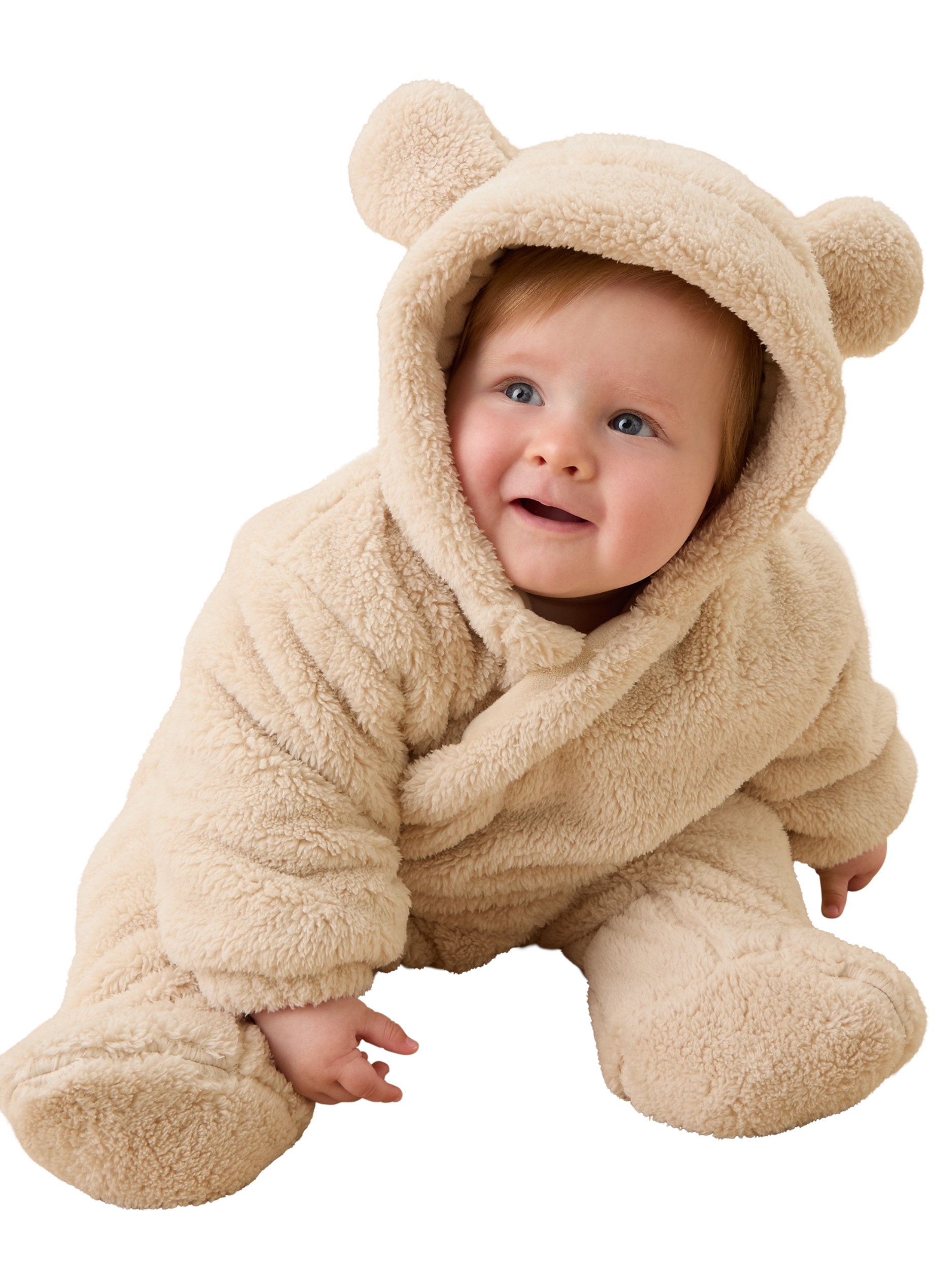 Product image 2 of 6, which shows MORI Baby Borg Pramsuit, Taupe, 3-6 months