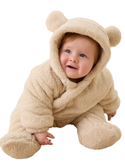 MORI Baby Borg Pramsuit, Taupe - view 2, Taupe