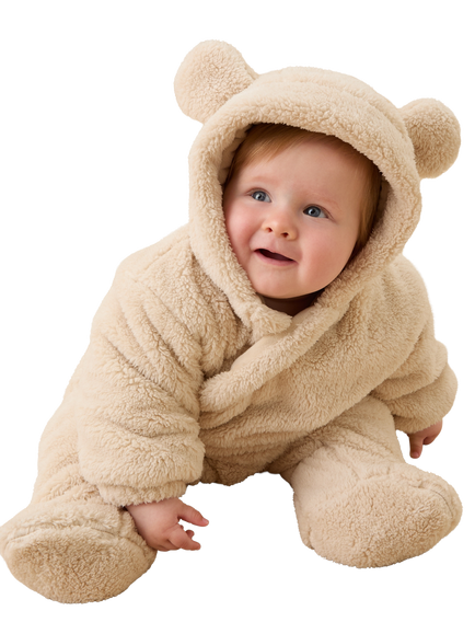 MORI Baby Borg Pramsuit, Taupe - view 2, Taupe
