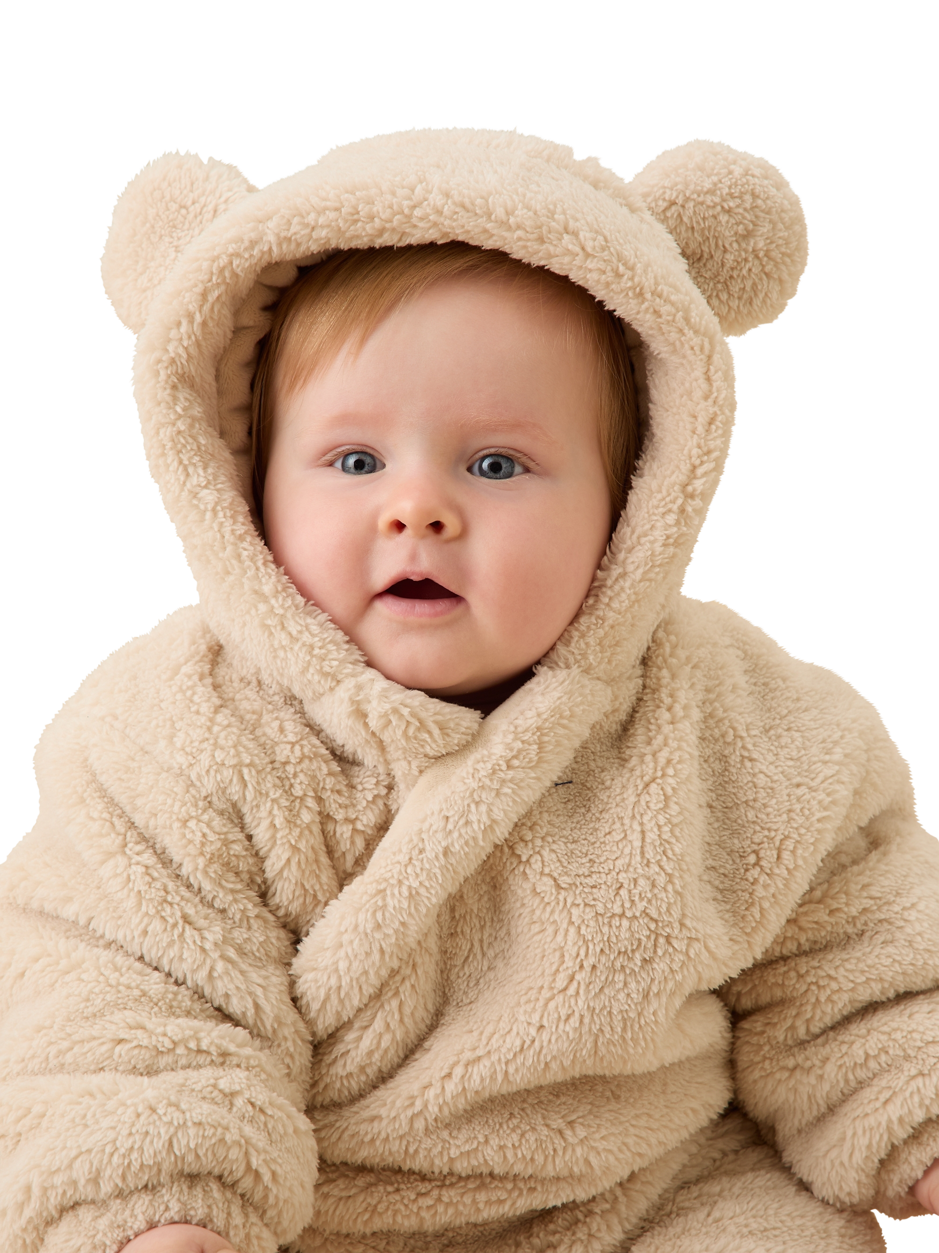 Product image 3 of 6, which shows MORI Baby Borg Pramsuit, Taupe, 3-6 months