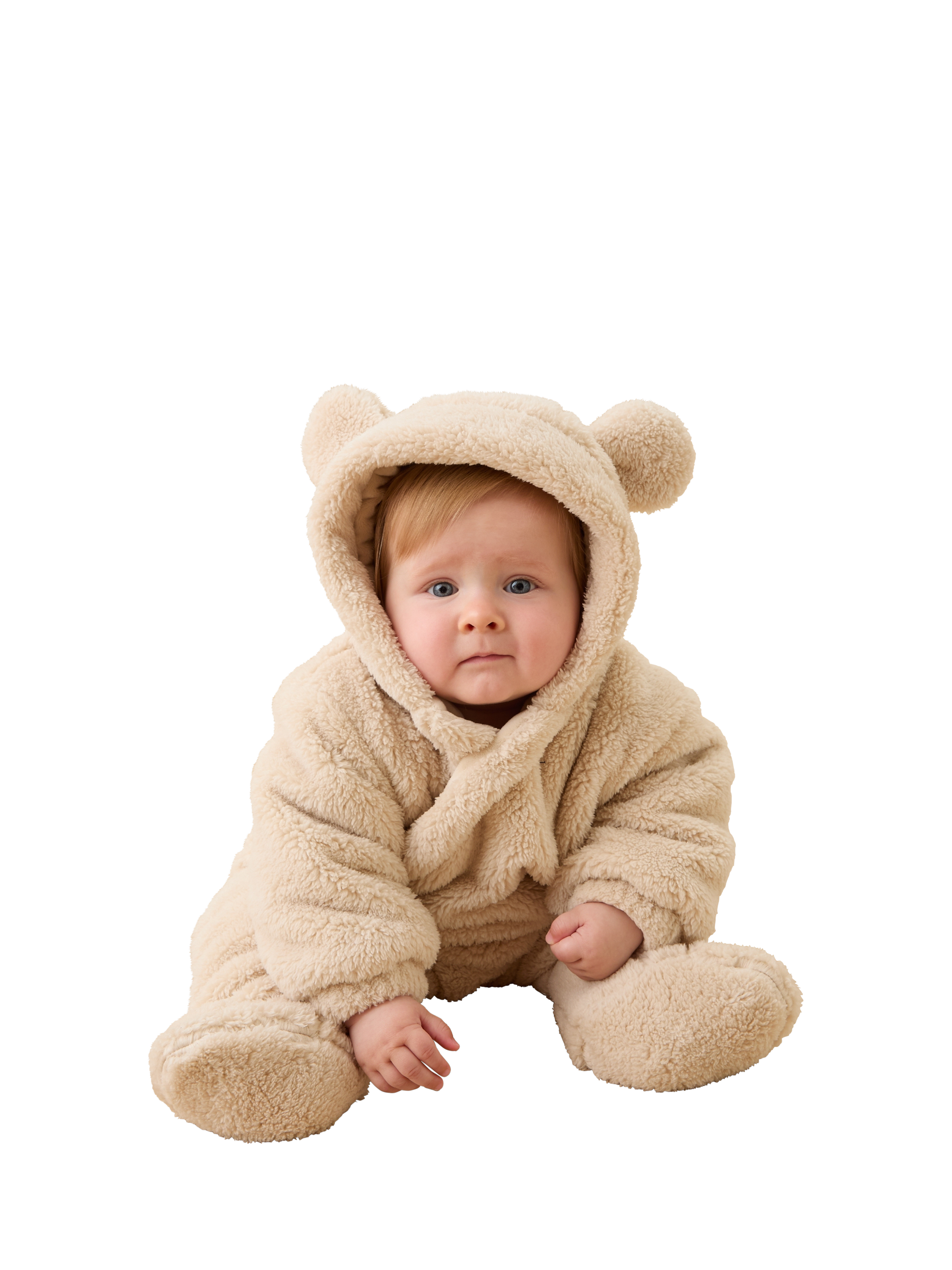 Product image 6 of 6, which shows MORI Baby Borg Pramsuit, Taupe, 3-6 months