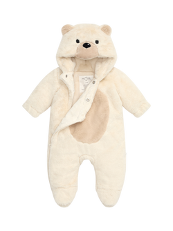 MORI Baby Faux Fur Polar Bear Pramsuit, Ecru, Ecru