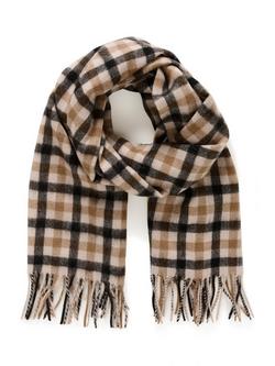 Part Two Kitha Plaid Check Pure Wool Scarf, Black/Beige, Black/Beige