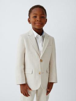John Lewis Heirloom Collection Kids' Single Breasted Linen Rich Jacket, Stone Swatch, Stone Swatch