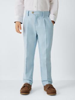 John Lewis Heirloom Collection Kids' Linen Rich Tailored Trousers, Celestial Blue, Celestial Blue