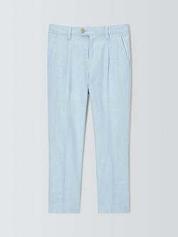 John Lewis Heirloom Collection Kids' Linen Rich Tailored Trousers, Celestial Blue, Celestial Blue