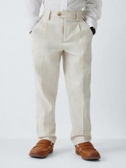 John Lewis Heirloom Collection Kids' Straight Linen Rich Trousers, Stone Swatch, Stone Swatch