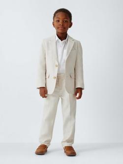 John Lewis Heirloom Collection Kids' Straight Linen Rich Trousers, Stone Swatch - view 2, Stone Swatch