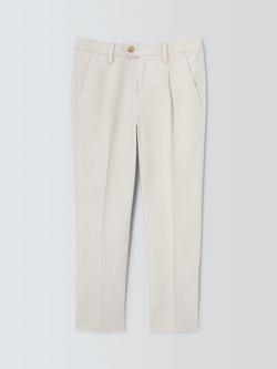 John Lewis Heirloom Collection Kids' Straight Linen Rich Trousers, Stone Swatch, Stone Swatch