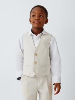 John Lewis Heirloom Collection Kids' Tailored Linen Rich Waistcoat, Stone, Stone