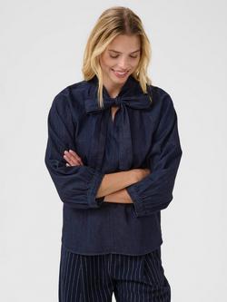 Part Two Sassi Tie Neck Shirt, Mid Blue, Mid Blue