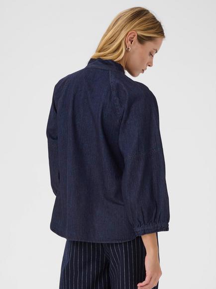 Part Two Sassi Tie Neck Shirt, Mid Blue - view 2, Mid Blue