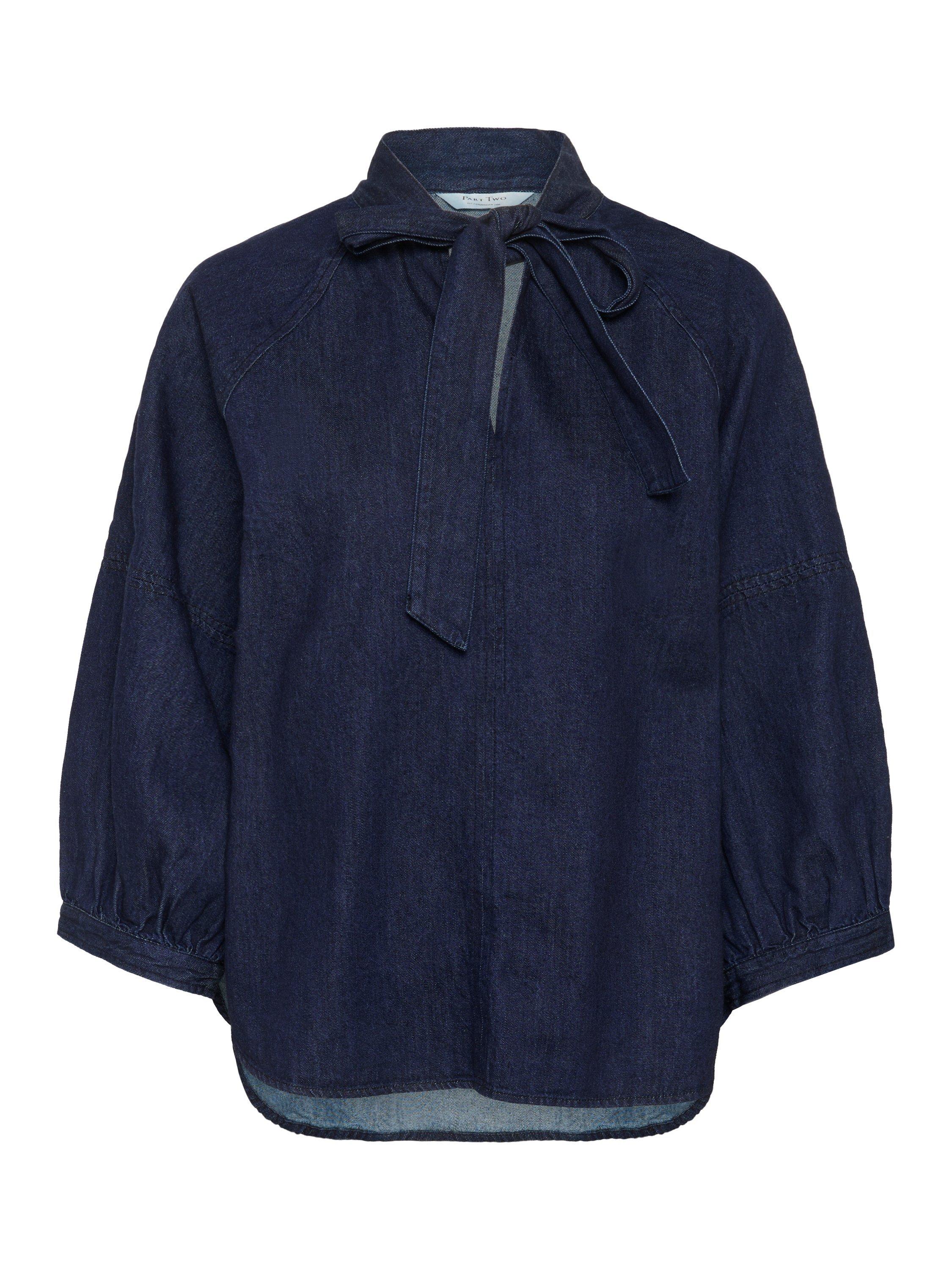 Product image 5 of 6, which shows Part Two Sassi Tie Neck Shirt, Mid Blue, 8