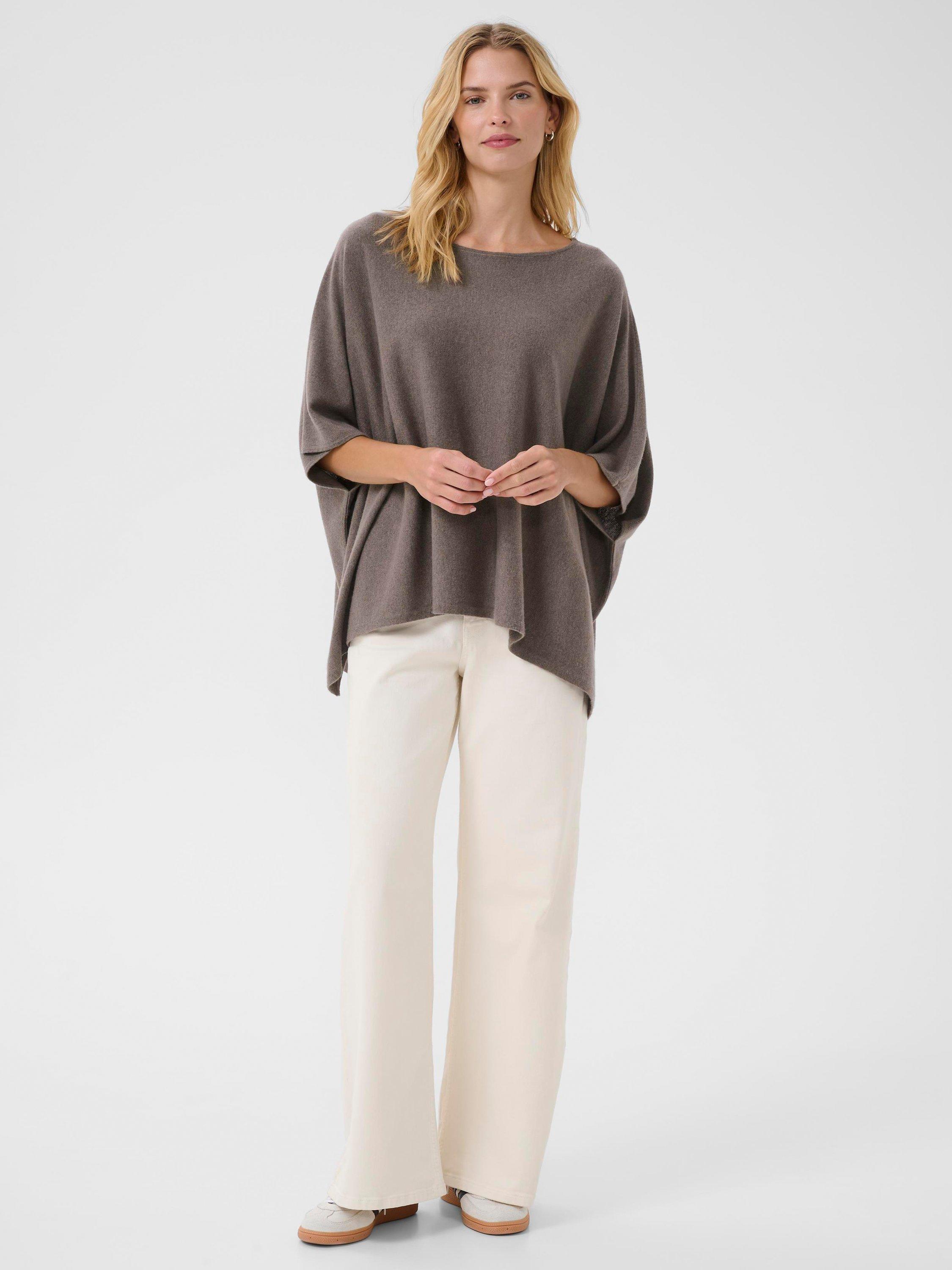 Product image 3 of 6, which shows Part Two Tilanna Wool Blend Poncho, Falcon, One Size