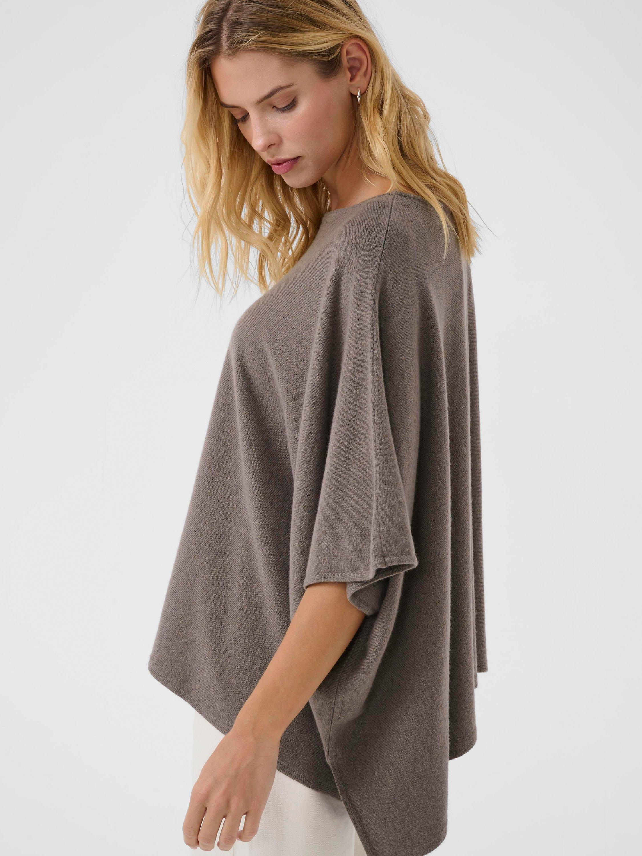 Product image 4 of 6, which shows Part Two Tilanna Wool Blend Poncho, Falcon, One Size