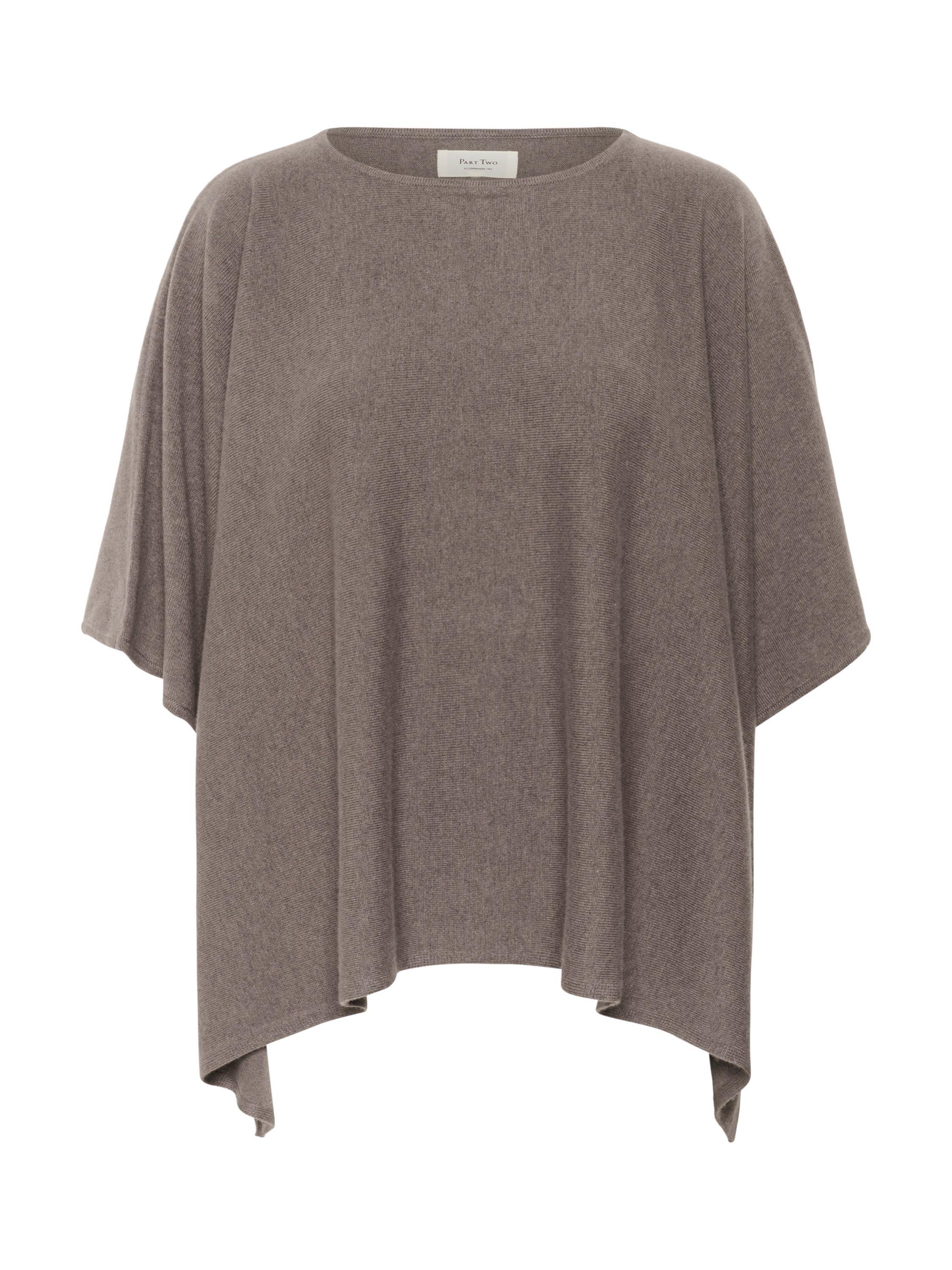Product image 5 of 6, which shows Part Two Tilanna Wool Blend Poncho, Falcon, One Size