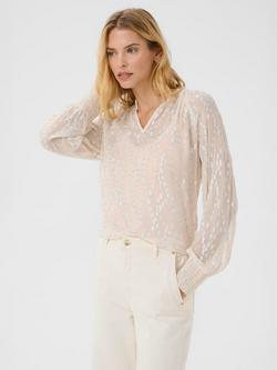 Part Two Teia V-Neck Long Sleeve Blouse, Silver Metallic