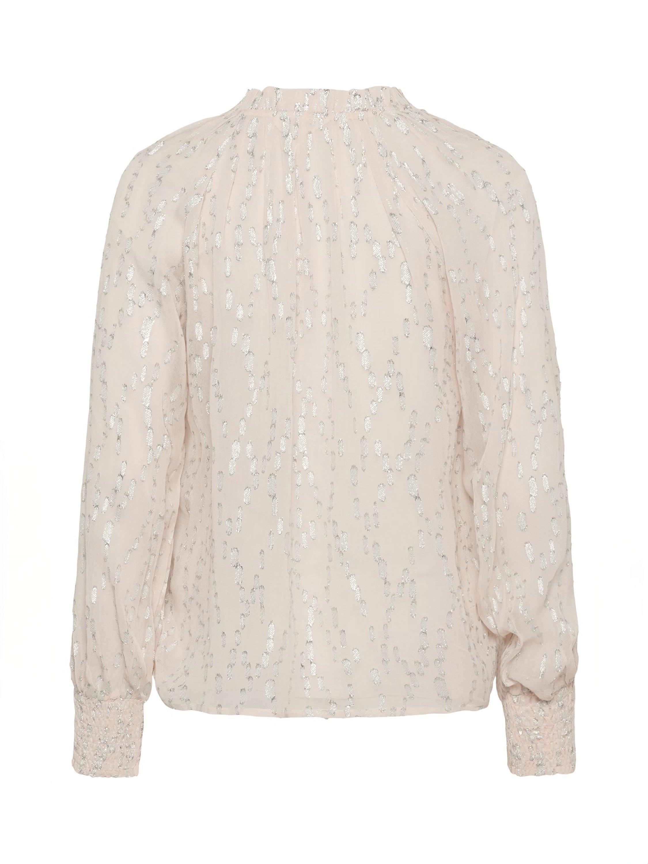 Product image 6 of 6, which shows Part Two Teia V-Neck Long Sleeve Blouse, Silver Metallic, 8