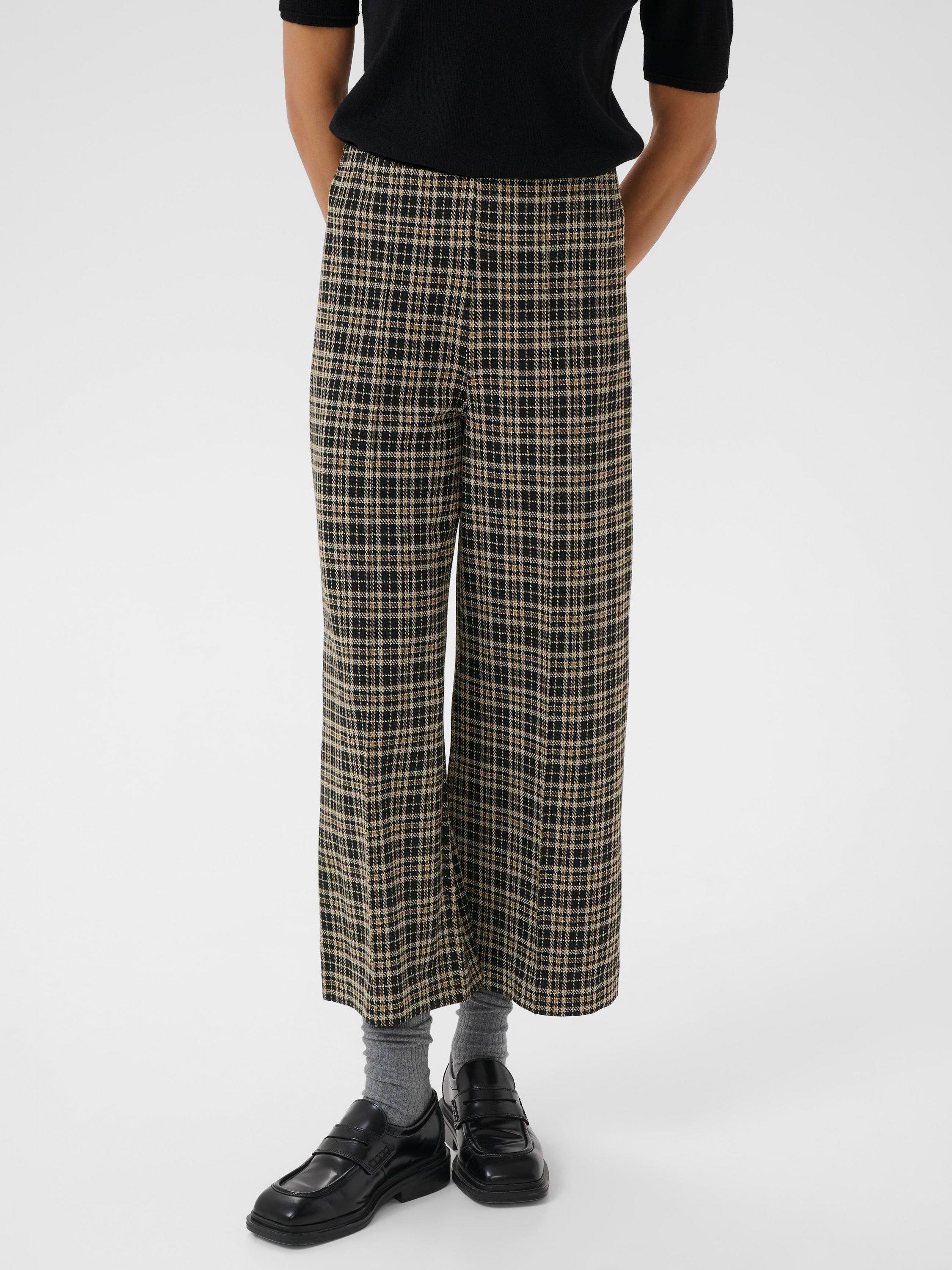 Product image 1 of 6, which shows Part Two Ilisan Check Cropped Trousers, Dark Navy/Multi, XS