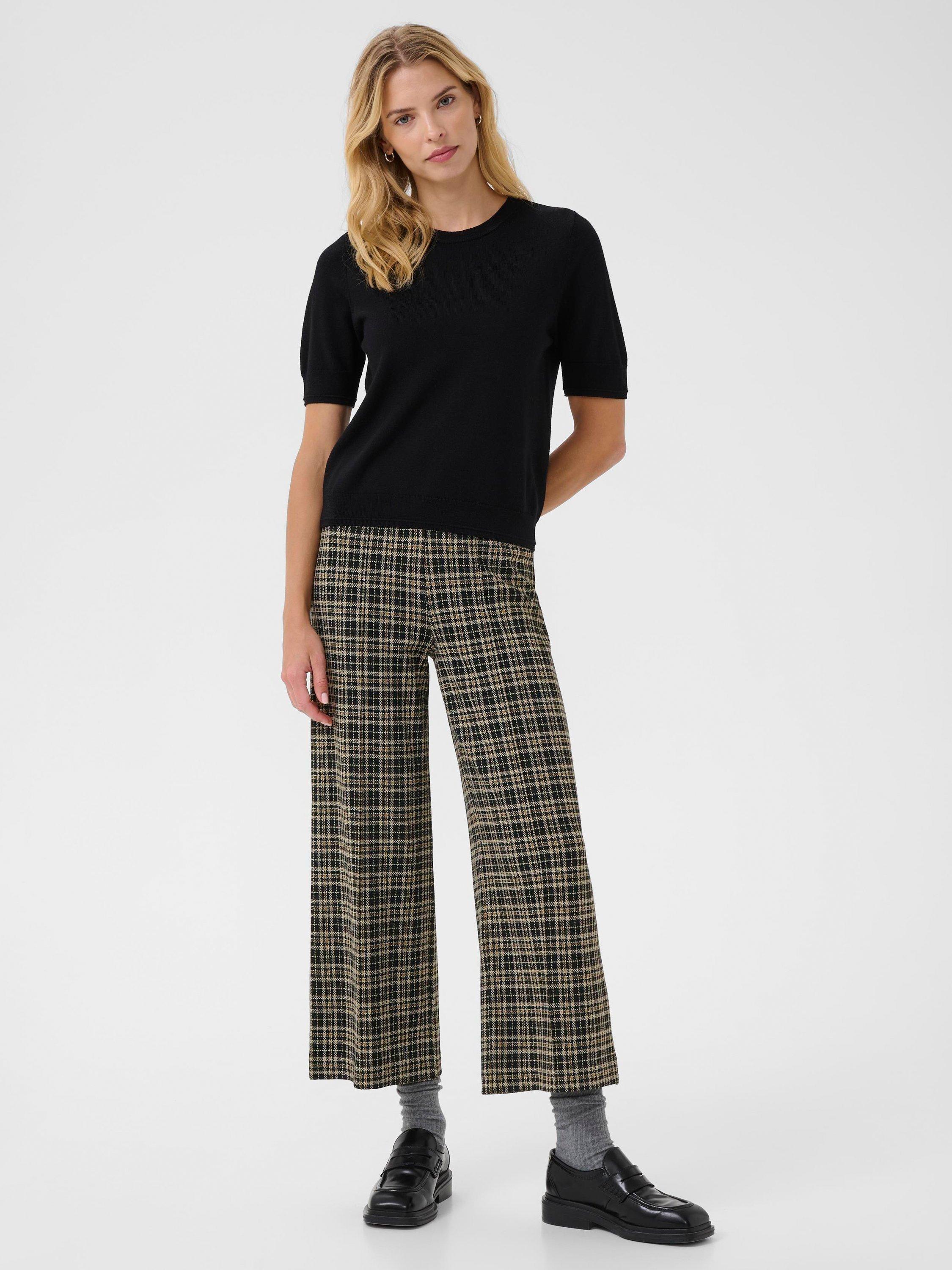 Product image 3 of 6, which shows Part Two Ilisan Check Cropped Trousers, Dark Navy/Multi, XS