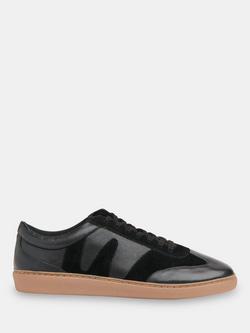 Whistles Suede & Leather Lace-Up Trainers, Black, Black