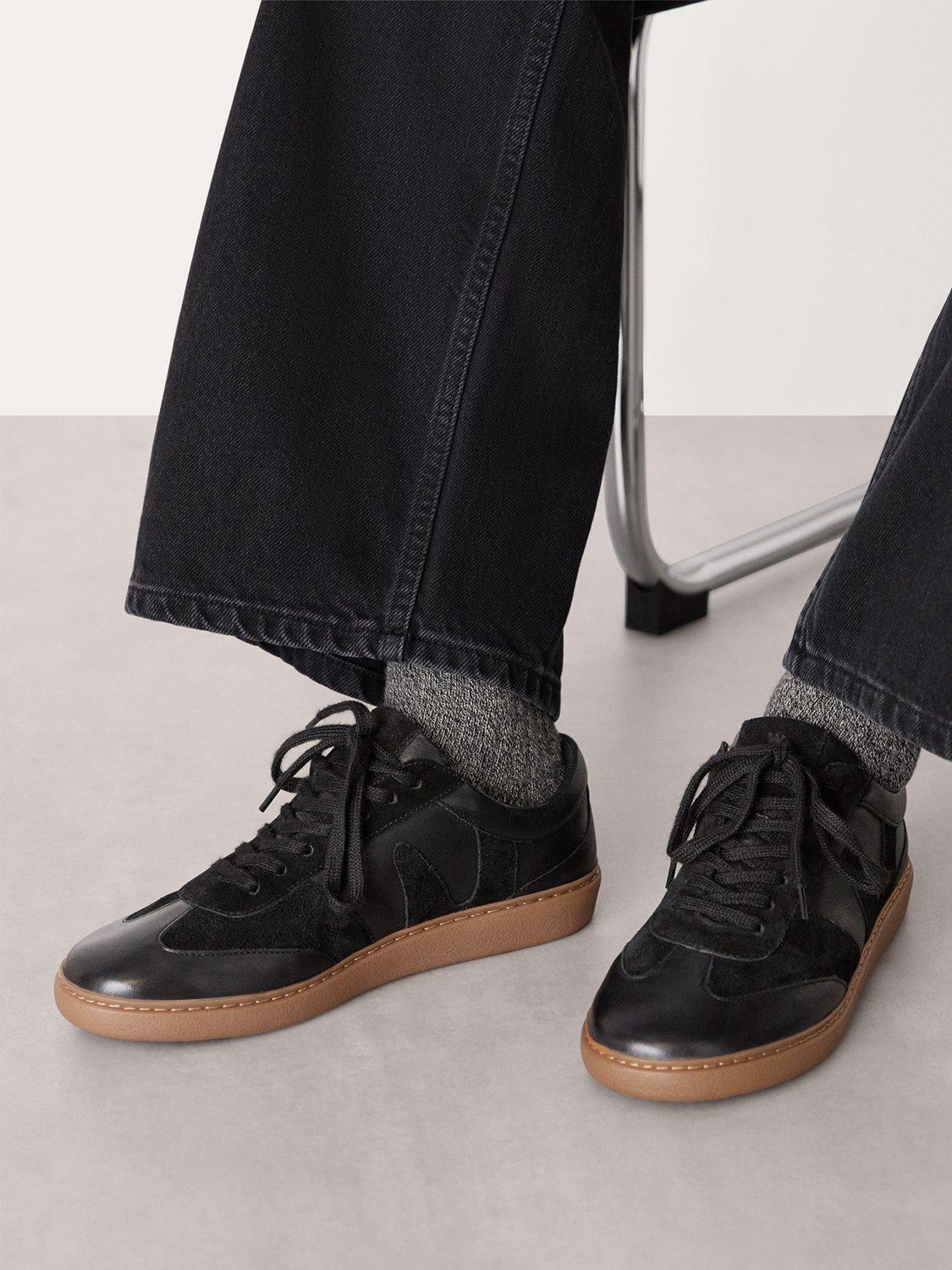 Product image 2 of 4, which shows Whistles Suede & Leather Lace-Up Trainers, Black, 3